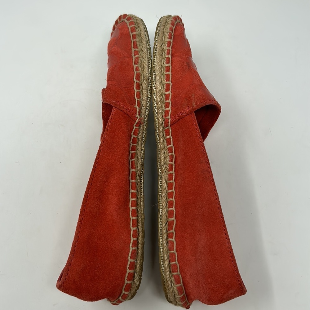 Coach June Coral Signature Logo Embossed Suede Leather Espadrille Flats Size 7.5 - Picture 5 of 14